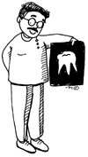 Cartoon of a dentist.